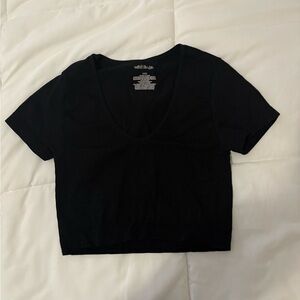 Wild Fable Black V-Neck Crop Top